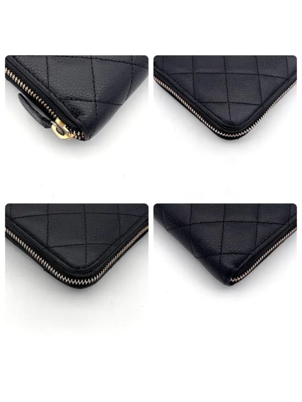 Chanel Quilted Caviar Leather Zip Around Wallet Black